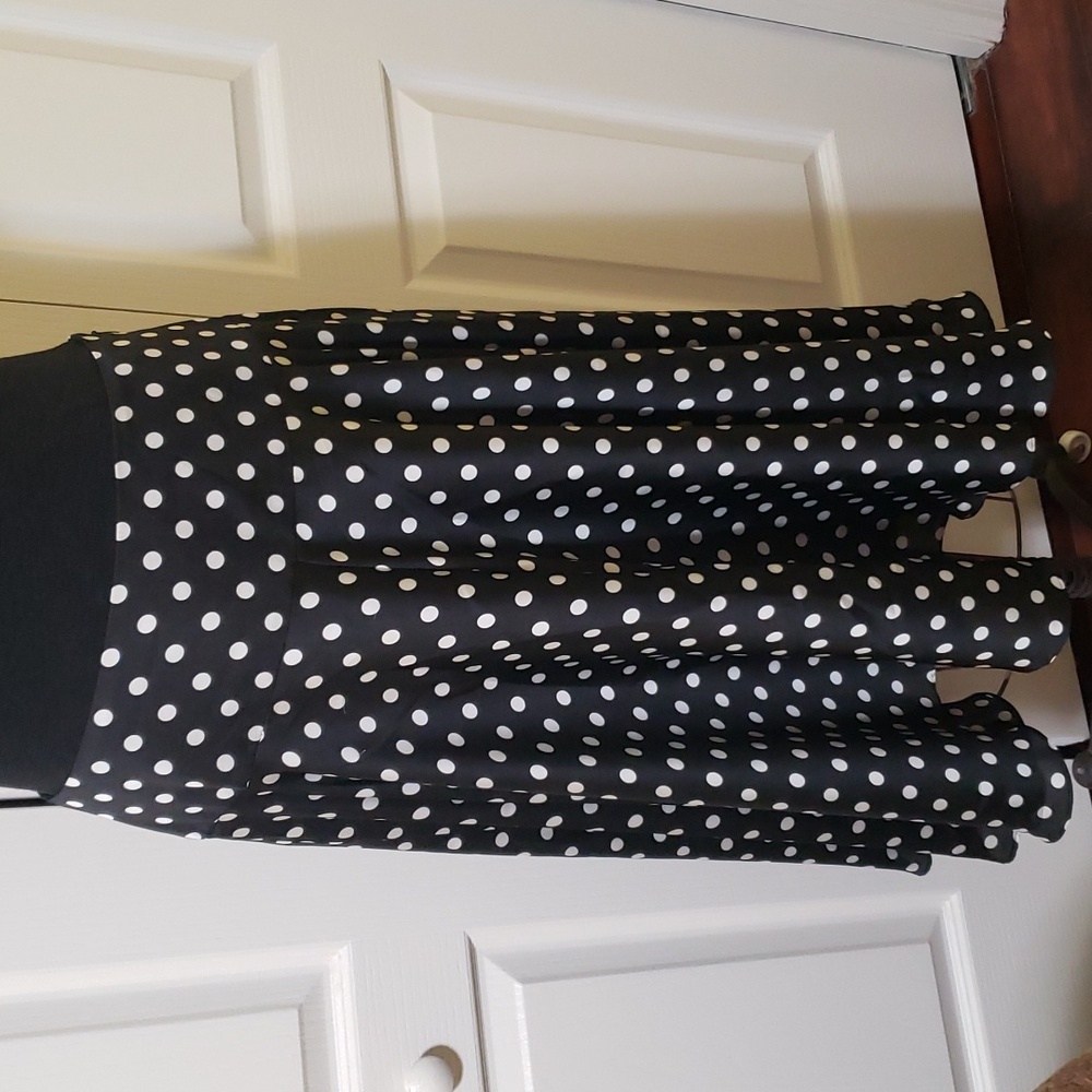 Lauren Ralph Lauren Black and White Polka Dot Circle Skirt